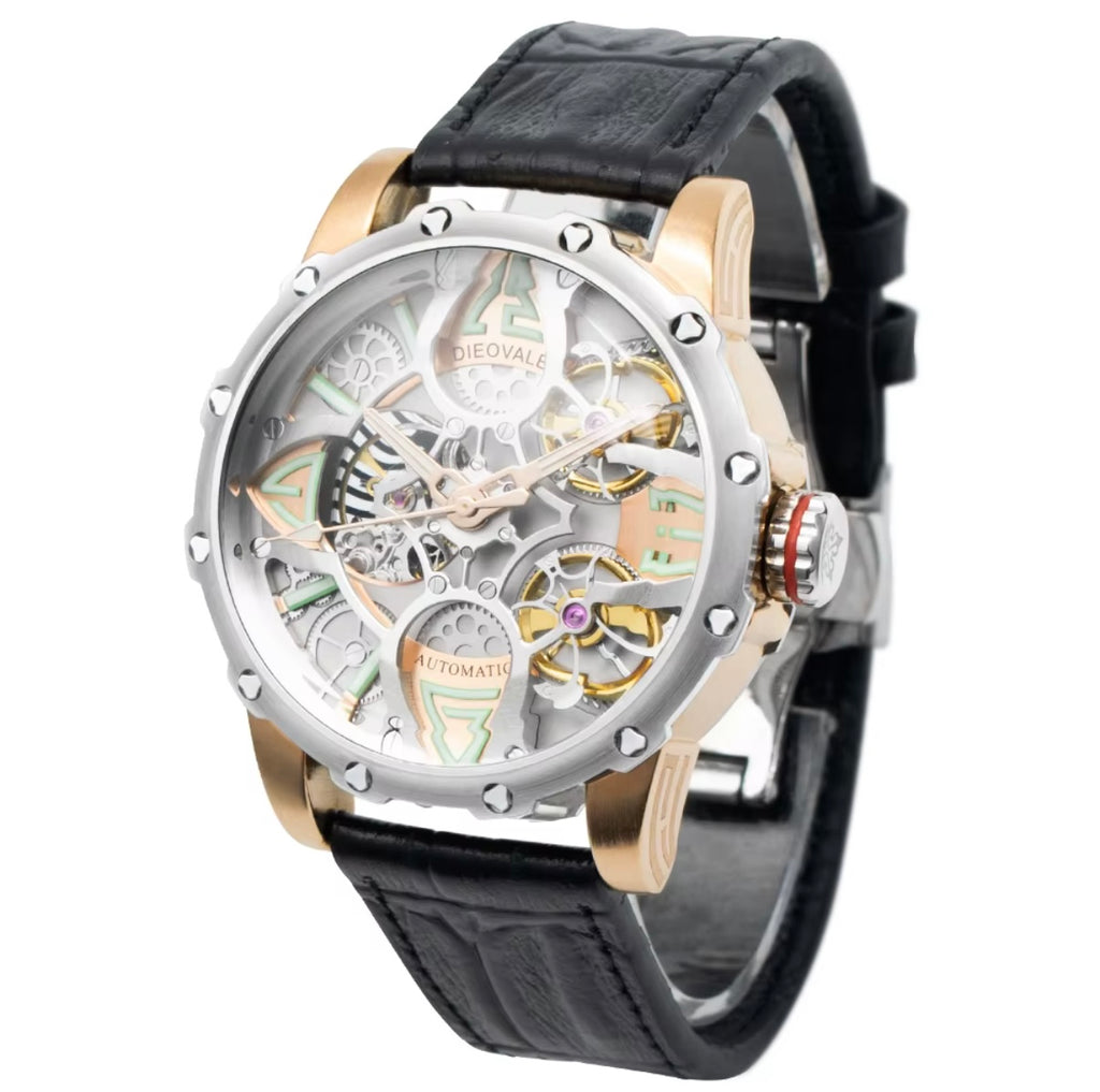 Montre Squelette Automatique – Or Rose & Noir | LiL MD
