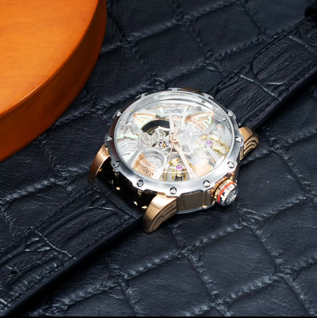 Montre Squelette Automatique – Or Rose & Noir | LiL MD