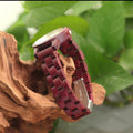 Montre Élégance Bordeaux & Rose Fuchsia – Style Naturel et Prestige